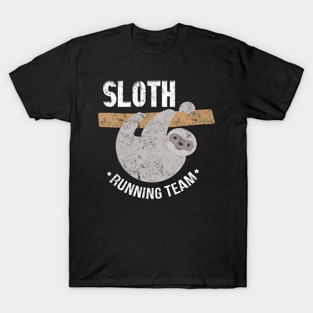 Vintage Sloth Running Team Funny Sloth Distressed T-Shirt by theperfectpresents